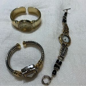 3 vintage watch bundle.  One runs, 2 need batteries.  Japan movement, S Steel